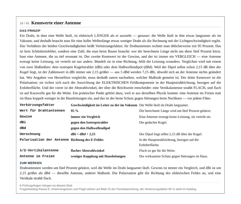 Eine gedruckte Seite aus dem Begriffsheft: Überschrift, Abschnitt „Das Prinzip“, eine zweispaltige Begriffstabelle und ein Merksatz.